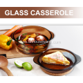 Asador de horno Casseroles de vidrio ámbar con tapa